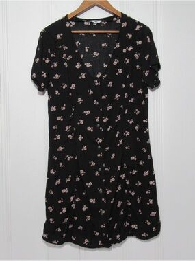 Vans Black Floral Button Down Dress Size XL